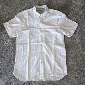 Ted Baker White Striped Short-Sleeve Button-Down Shirt